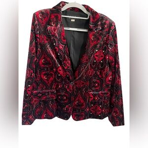 Tahari Arthur S Levine Velour One Button Blazer